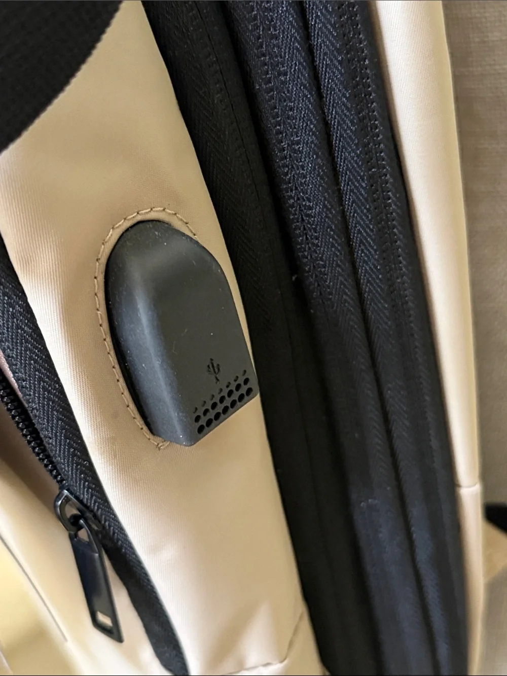 Duchamp Beige Expandable Travel Backpack/ Suitcase with laptop pocket and USB.